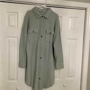 Anthropologie Pilcro Light Green Ribbed Long Shirt Jacket